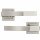 Manilla Fobos de zamak con roseta cuadrada en acabado níquel satinado para puertas