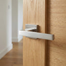 Manilla Fobos de zamak con roseta cuadrada en acabado níquel satinado para puertas