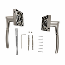 Manilla '230' de ZAMAK con Roseta Cuadrada en acabado níquel combinado para puertas