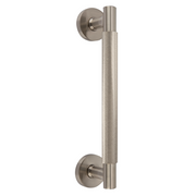 Manillón moleteado de zamak con roseta redonda Ø52 mm níquel satinado para puertas