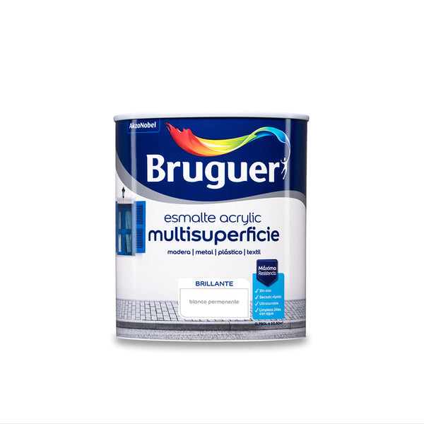 Permanent White Glossy Multi-Surface Acrylic Enamel 0.750L 5057422 Bruguer