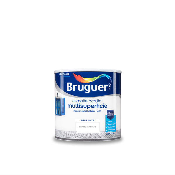 Permanent White Glossy Multisurface Acrylic Enamel 0.250L 5160638 Bruguer