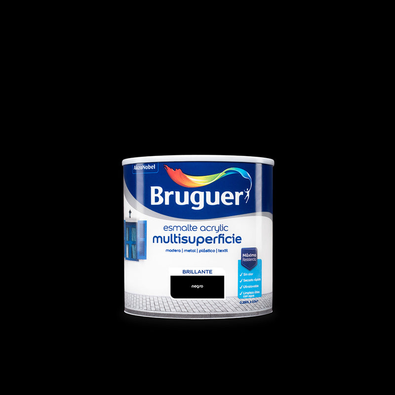 Acrylic Multi-Surface Gloss Enamel Black 0.250L 5160658 Bruguer