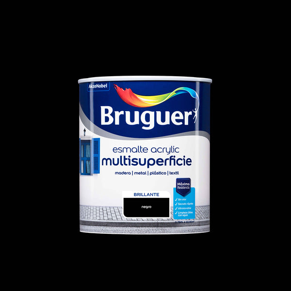 Acrylic Multi-Surface Gloss Enamel Black 0.750L 5057426 Bruguer