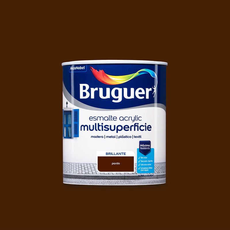 Multi-surface Acrylic Enamel Gloss Brown 0.750L 5057538 Bruguer