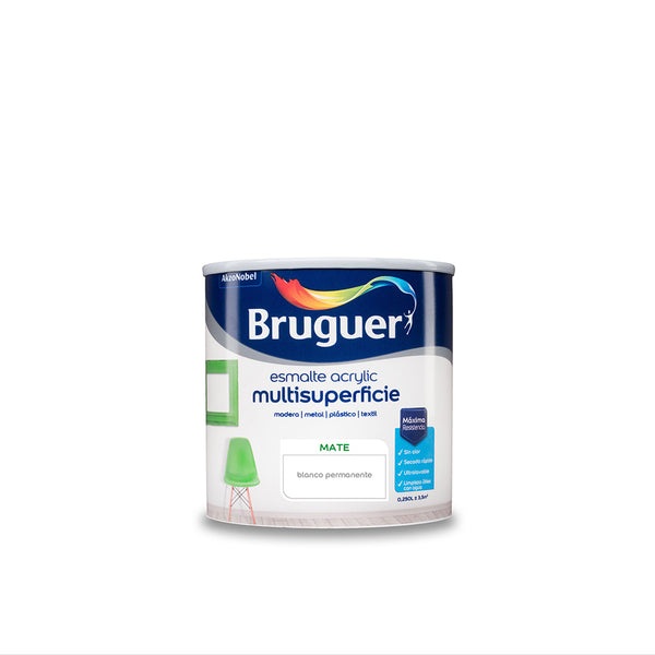 Permanent White Matte Multi-Surface Acrylic Enamel 0.250L 5160685 Bruguer