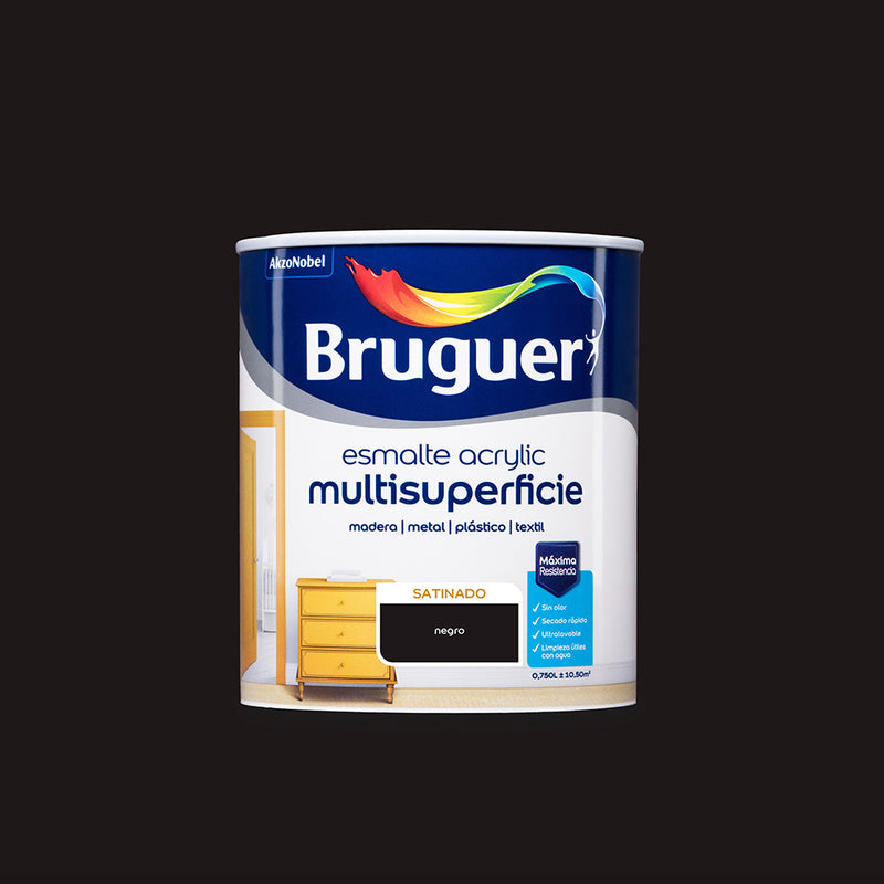 Acrylic Multi-surface Enamel Satin Black 0.750L 5057491 Bruguer