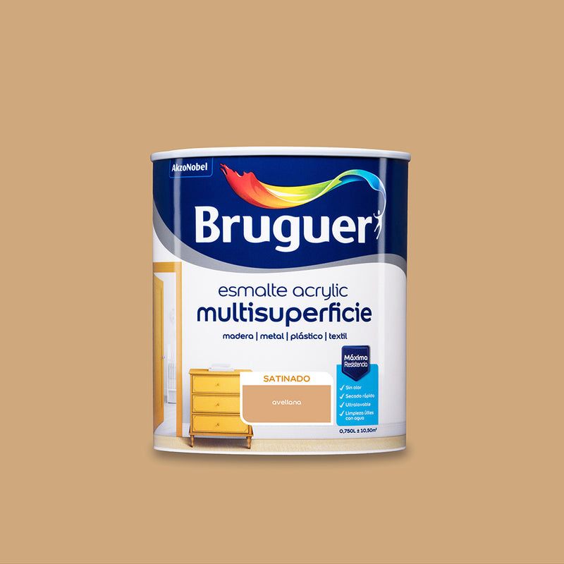 Multi-surface Acrylic Enamel Satin Hazelnut 0.750L 5161509 Bruguer