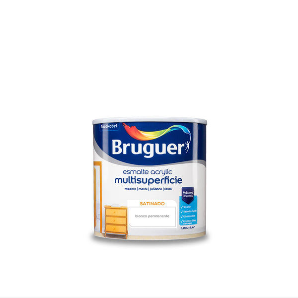 Permanent White Satin Multi-Surface Acrylic Enamel 0.250L 5160660 Bruguer