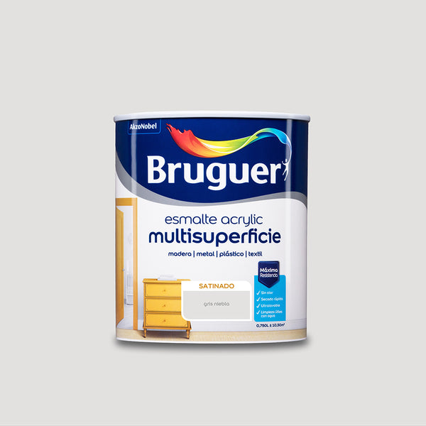 Multi-surface Acrylic Enamel Satin Fog Grey 0.750L 5298127 Bruguer