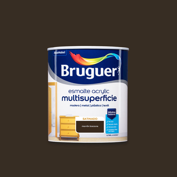 Multi-surface acrylic enamel satin Tuscany brown 0.750L 5057500 Bruguer