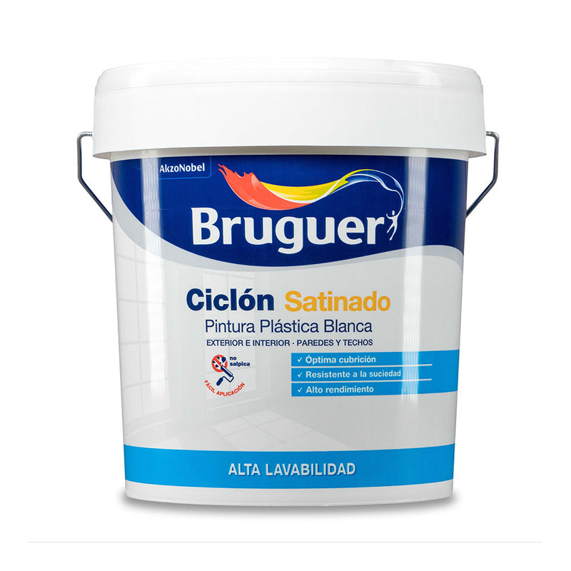 Pintura Plástica Ciclón Satinada Blanca 15L Bruguer