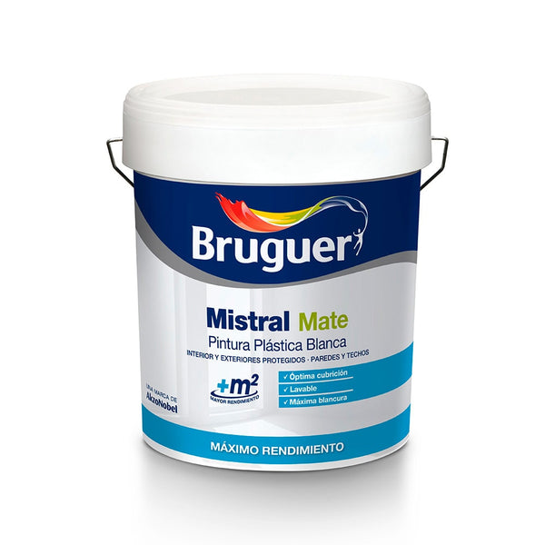 Mistral 15L Matte White Plastic Paint for Interior and Exterior 5586672 Bruguer