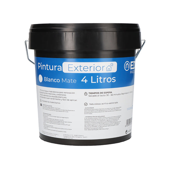 White Matt Plastic Paint Interior/Exterior 4L Edm