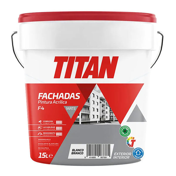 Matte Facade Acrylic Paint F-4 White 15L Titan 125670015