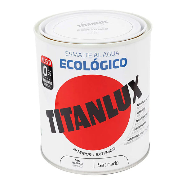 Esmalte Ecológico Al Agua Satinado Blanco 750Ml Titanlux 01T056634