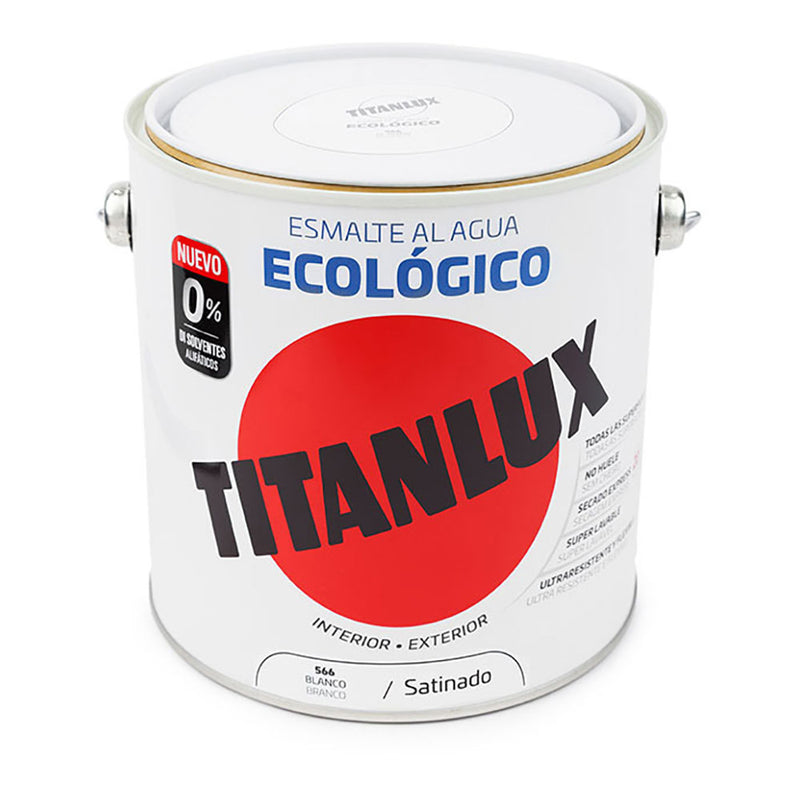 Esmalte Ecológico Al Agua Satinado  Blanco 2,5L Titanlux 01T056625