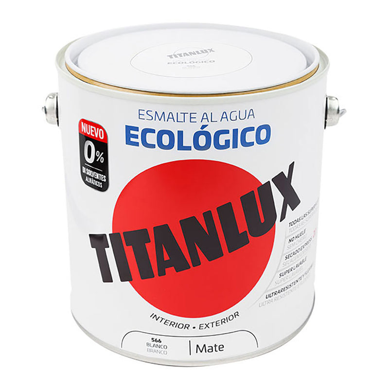 Esmalte Ecológico Al Agua Mate  Blanco 2,5L Titanlux 02T056625