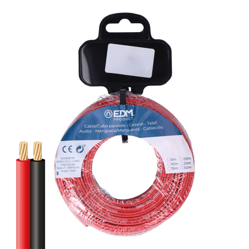 Parallel Cable Reel 2x1.5mm Red/Black 5M (Audio)