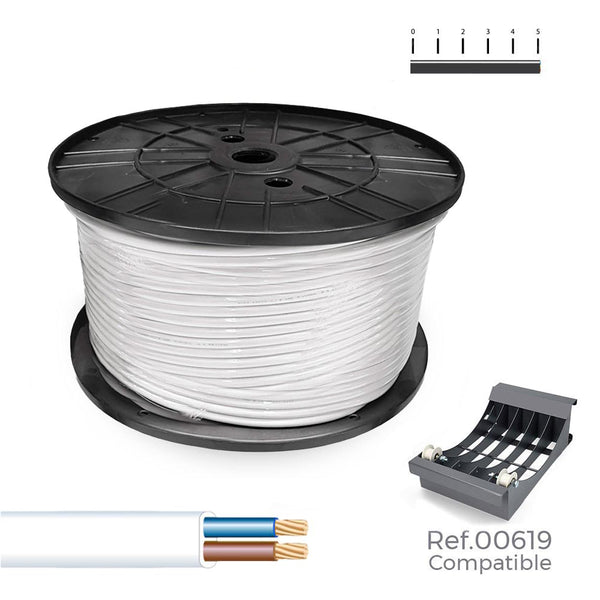 Carrete Cable Manguera Plana Blanca 2X1,5Mm 400M (Audio) (Bobina Grande Ø400X200Mm)