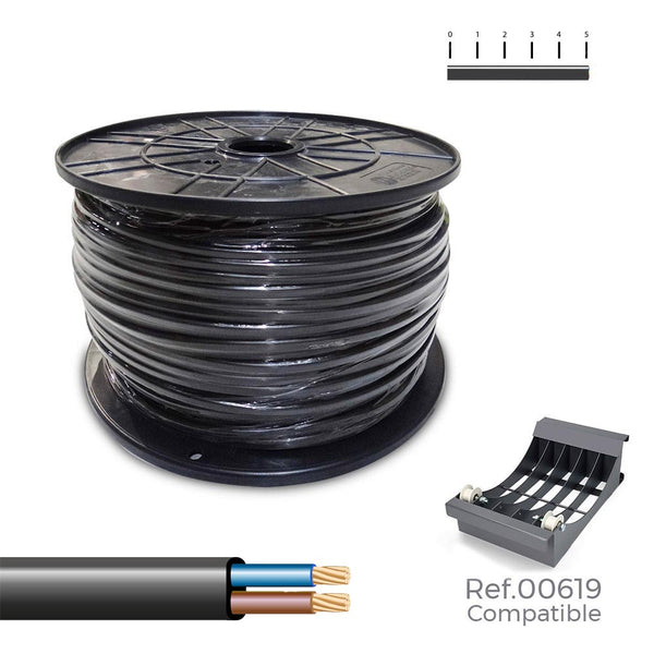 Carrete Cable Manguera Plana Negra 2X1Mm 500M (Audio) (Bobina Grande Ø400X200Mm)