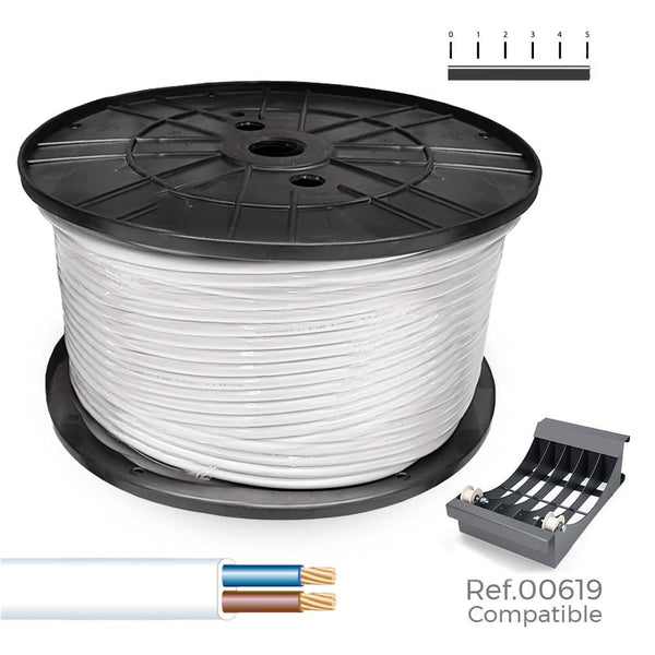 White Flat Hose Cable Reel 2X0.75Mm 700M (Audio) (Large Coil Ø400X200Mm)