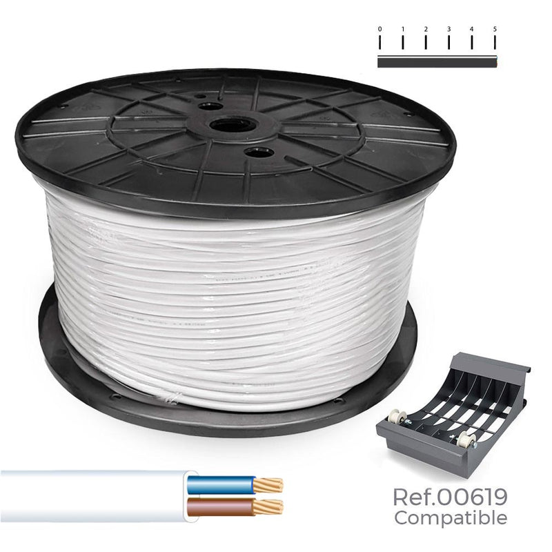 Carrete Cable Manguera Plana Blanca 2X0,75Mm 700M (Audio) (Bobina Grande Ø400X200Mm)