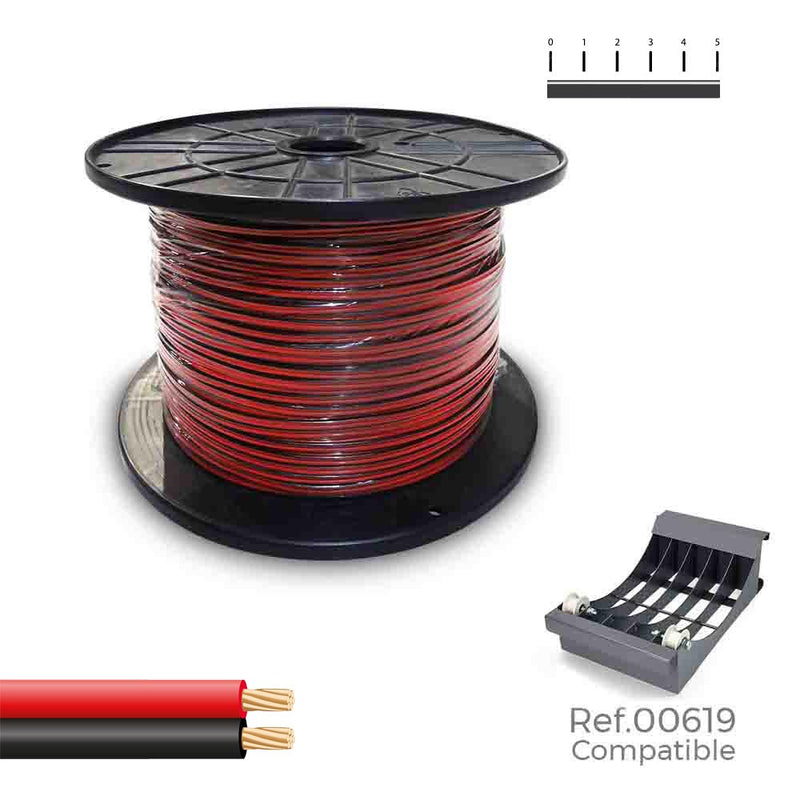 Carrete Cable Paralelo (Audio) 2X1,5Mm Rojo/Negro 500M (Bobina Grande Ø400X200Mm)