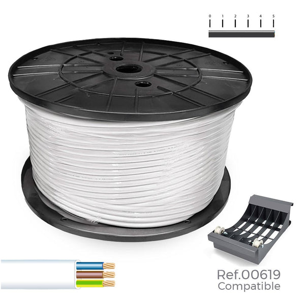 Carrete Cable Manguera Plana Blanca 3X1Mm 300M (Audio) (Bobina Grande Ø400X200Mm)