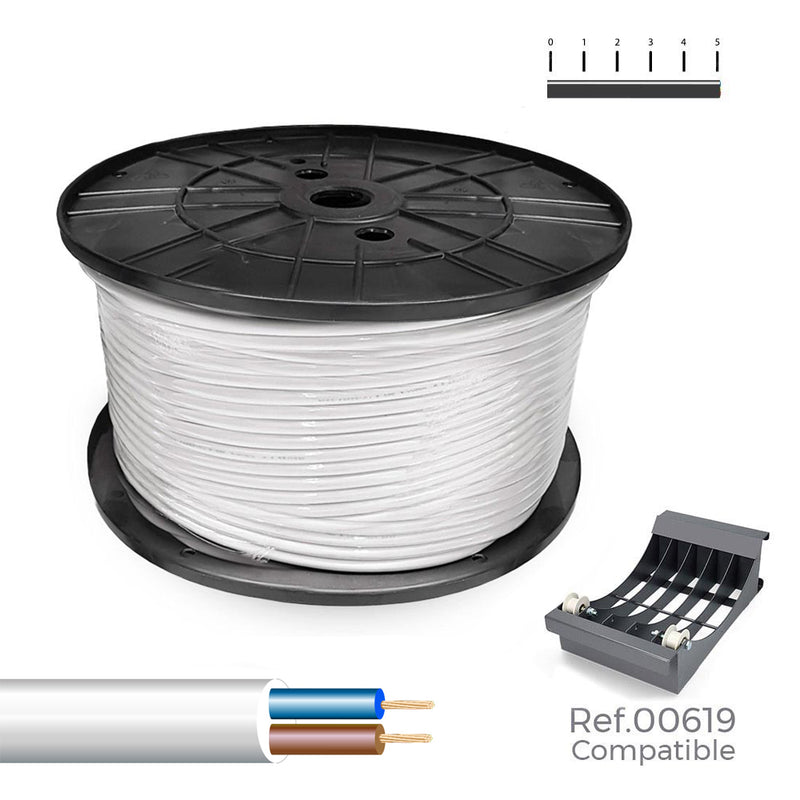 Carrete Cable Manguera Tubular 2X1,5Mm Blanca 300M (Bobina Grande Ø400X200Mm)