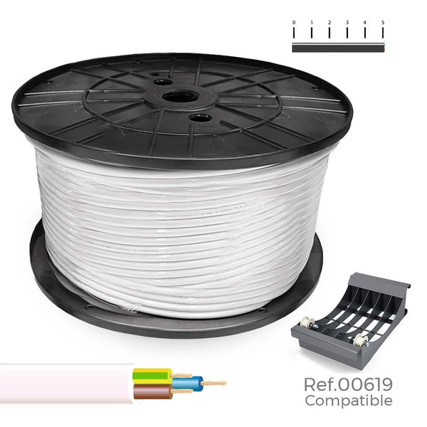 Carrete Cable Manguera Tubular 3X2,5Mm Blanca 150M (Bobina Grande Ø400X200Mm)