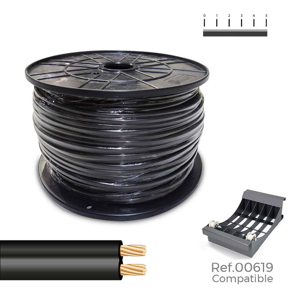 Parallel Cable Reel (Audio) 2X0.75Mm Black 1000M (Large Coil Ø400X200Mm)