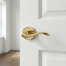 Aluminum handle '3001' with shiny gold round rosette for doors 