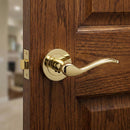 Aluminum handle '3001' with shiny gold round rosette for doors 
