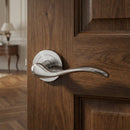 Manilla '3001' rústica de aluminio en níquel satinado con Roseta Redonda para puertas