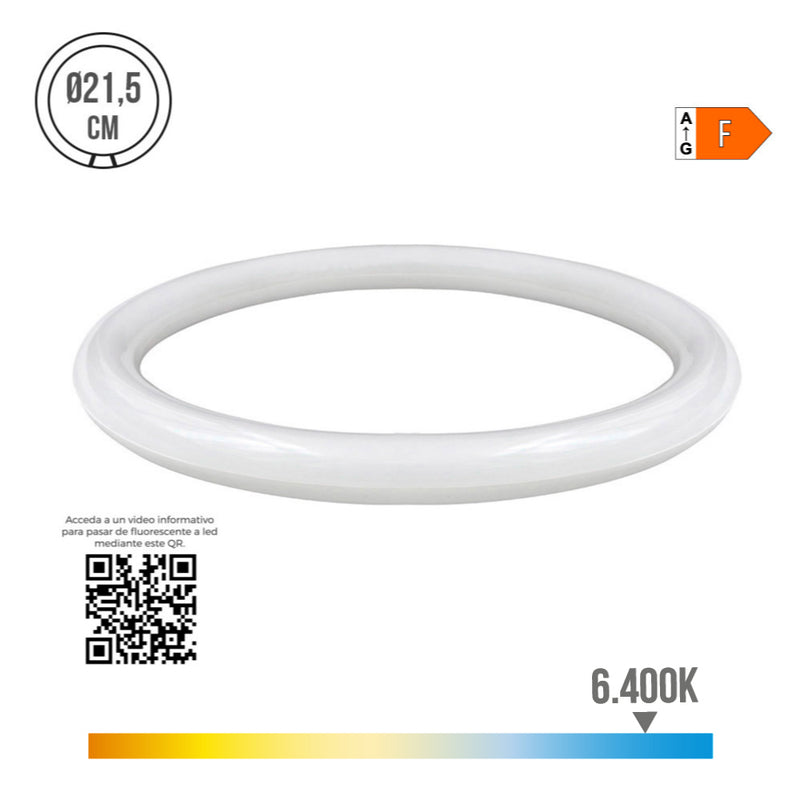 Tubo Circular Led G10Q 15W 1500Lm 6400K Luz Fria (Eq, 99W) Ø21,5Cm Edm