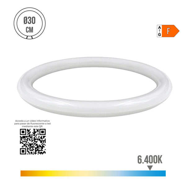 Tubo Circular Led G10Q 20W 2100Lm 6400K Luz Fria (Eq, 32W) Ø30Cm Edm