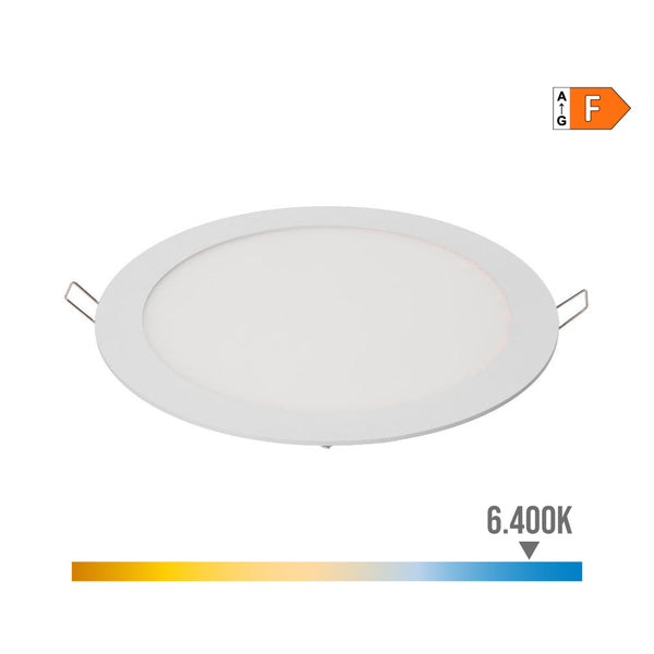 Round Recessed Led Downlight 20W Cold Light 6400K 1500Lm White Ø22.5Cm Edm