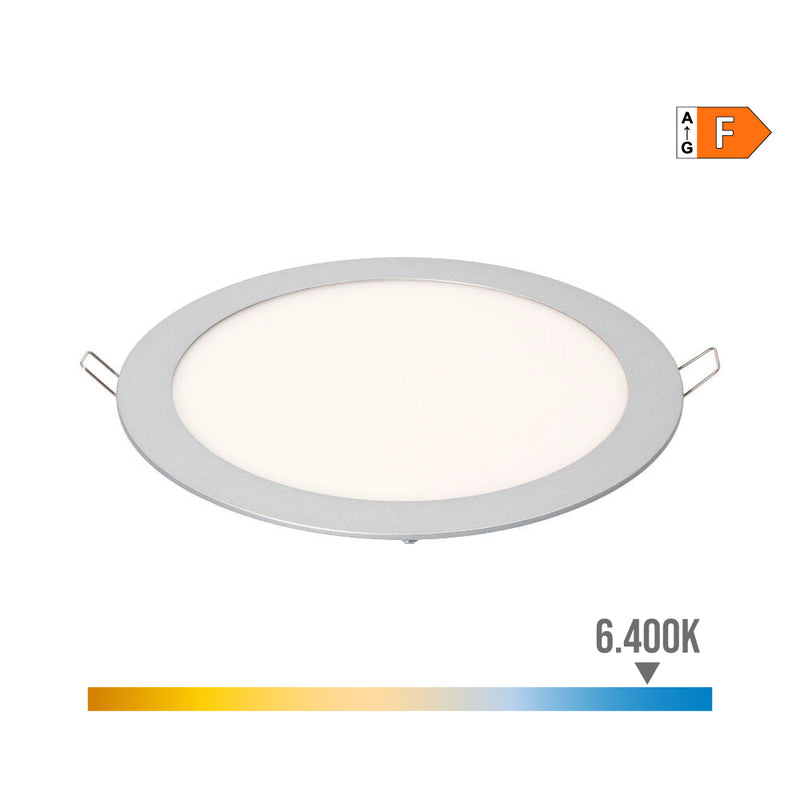 Downlight Led Empotrable Redondo 20W Luz Fria 6400K 1500Lm Cromado Ø22,5Cm Edm