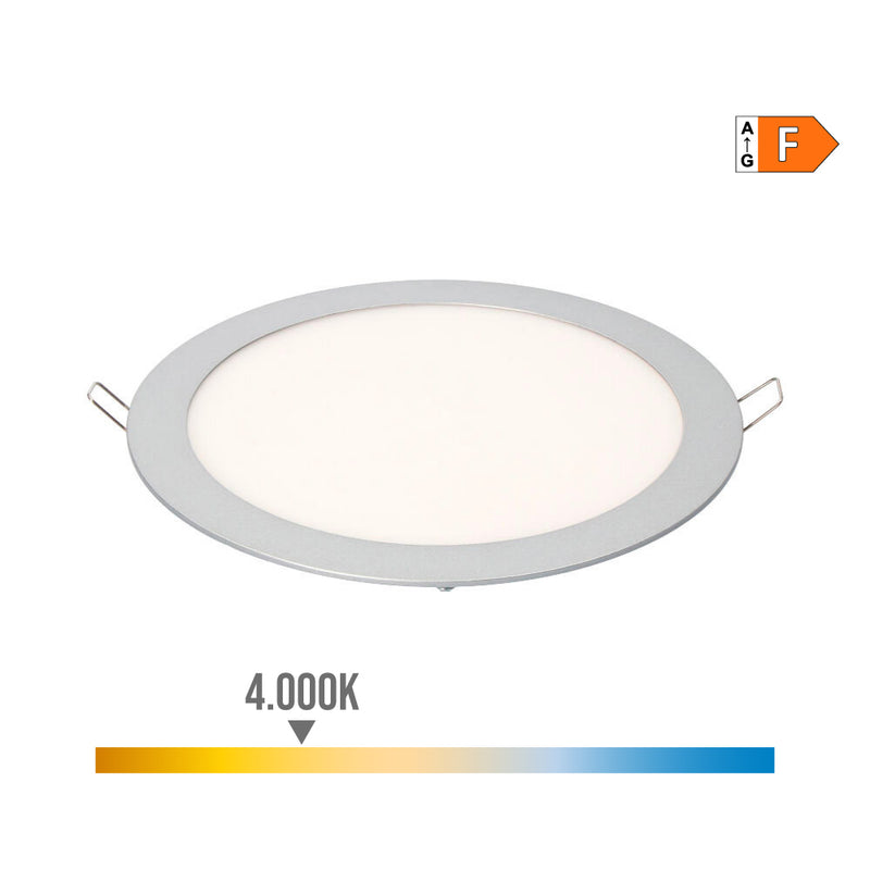 Downlight Led Empotrable Redondo 20W Luz Dia 4000K 1500Lm Cromado Ø22,5Cm Edm