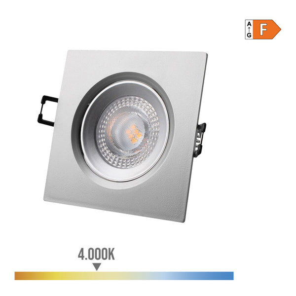 Square Recessed Led Downlight 5W 4000K Daylight Chrome Color 9x9cm Edm