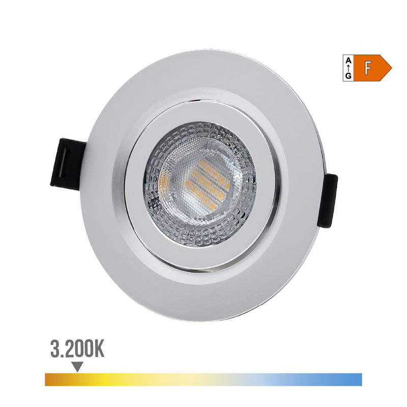 Led Recessed Downlight 9W 806Lm Ra80 3200K Round Chrome Color Ø9Cm Edm