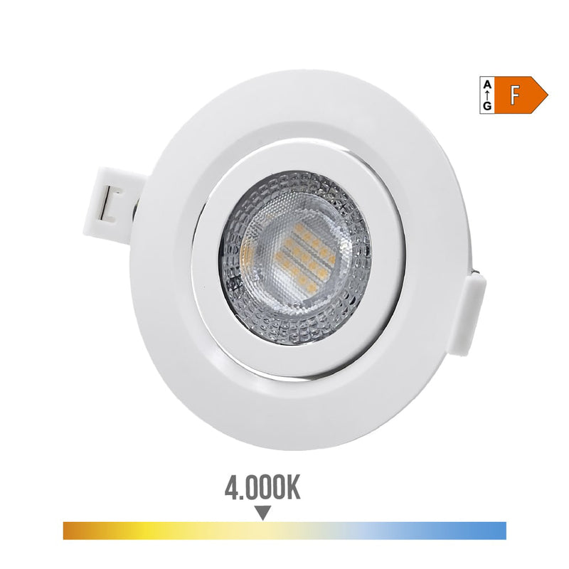 Led Recessed Downlight 9W 806Lm Ra80 4000K Round White Color Ø9Cm Edm