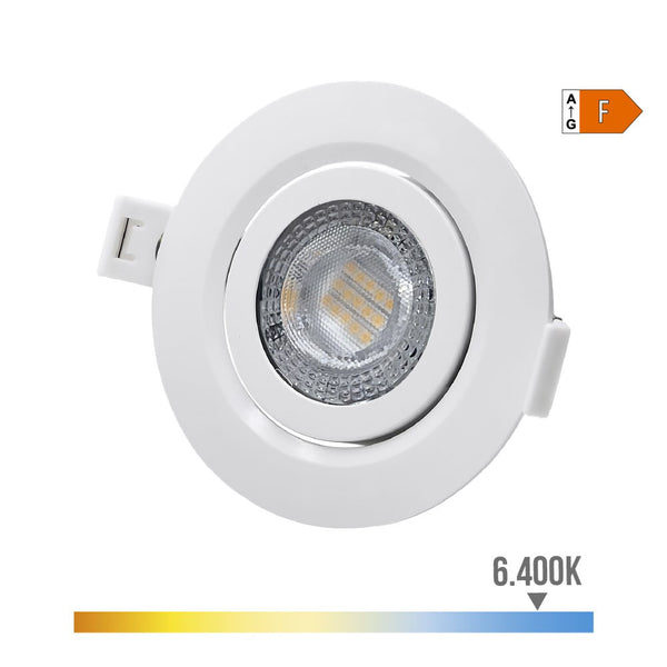 Recessed Led Downlight 9W 806Lm Ra80 6400K Round White Color Ø9Cm Edm