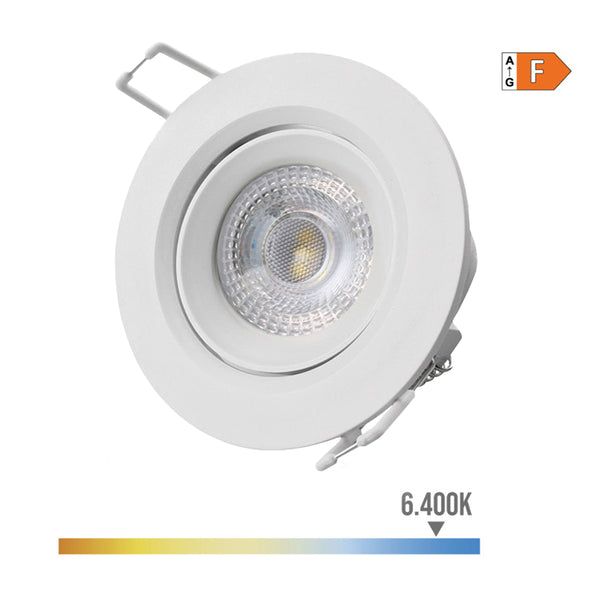 Round Recessed Led Downlight 5W 6400K Cold Light White Color Ø9Cm Edm