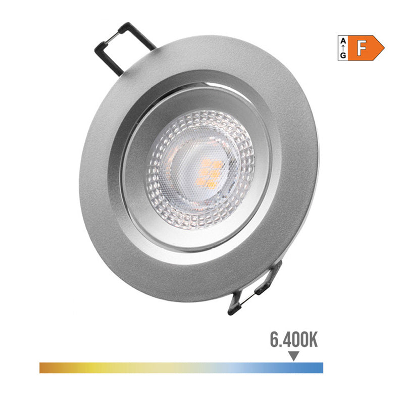 Round Recessed Led Downlight 5W 6400K Cold Light, Chrome Color Ø9Cm Edm