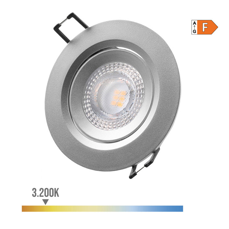 Round Recessed Led Downlight 5W 3200K Warm Light Chrome Color Ø9Cm Edm