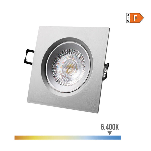 Square Recessed Led Downlight 5W 6400K Cold Light Chrome Color 9X9Cm Edm