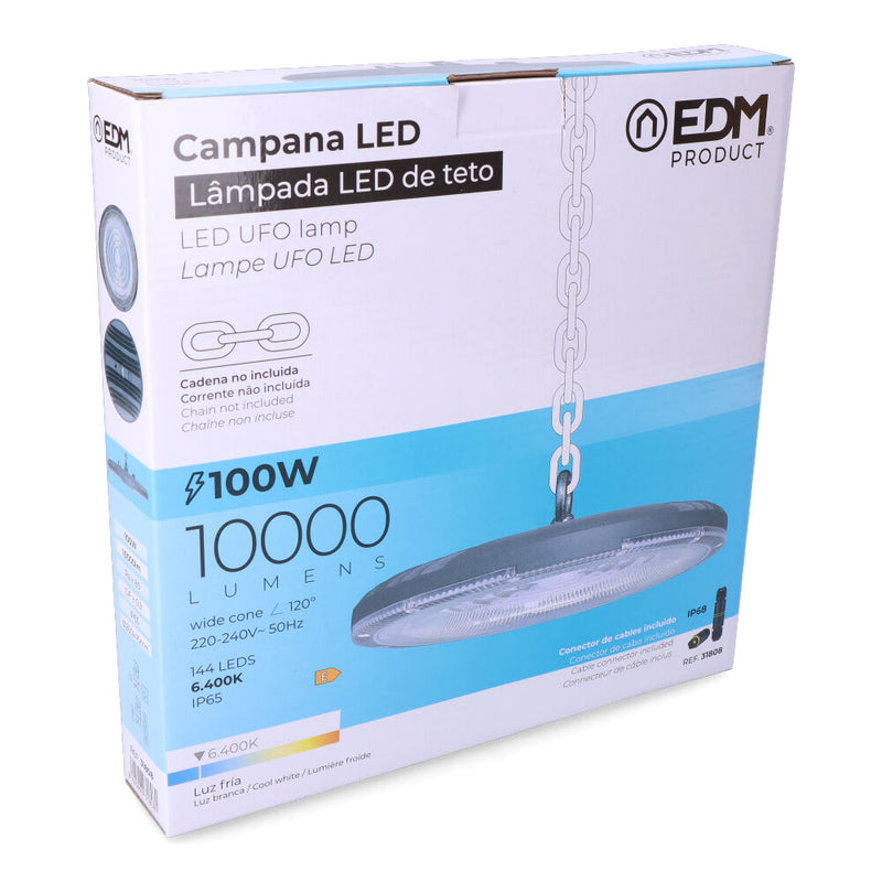 Campana Led 100W 10,000Lm 6400K 90° Ip65 Edm