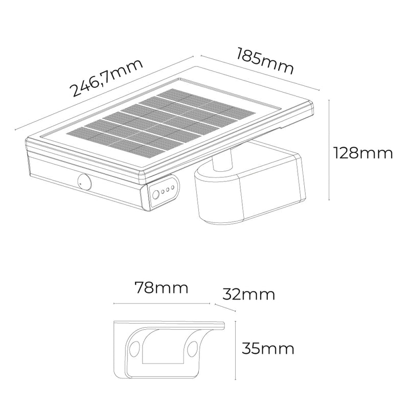 Aplique Solar Led 6W 720Lm 6,500K Con Sensor Crepuscular Y Movimiento, Punto De Luz Extraíble, Color Negro Edm